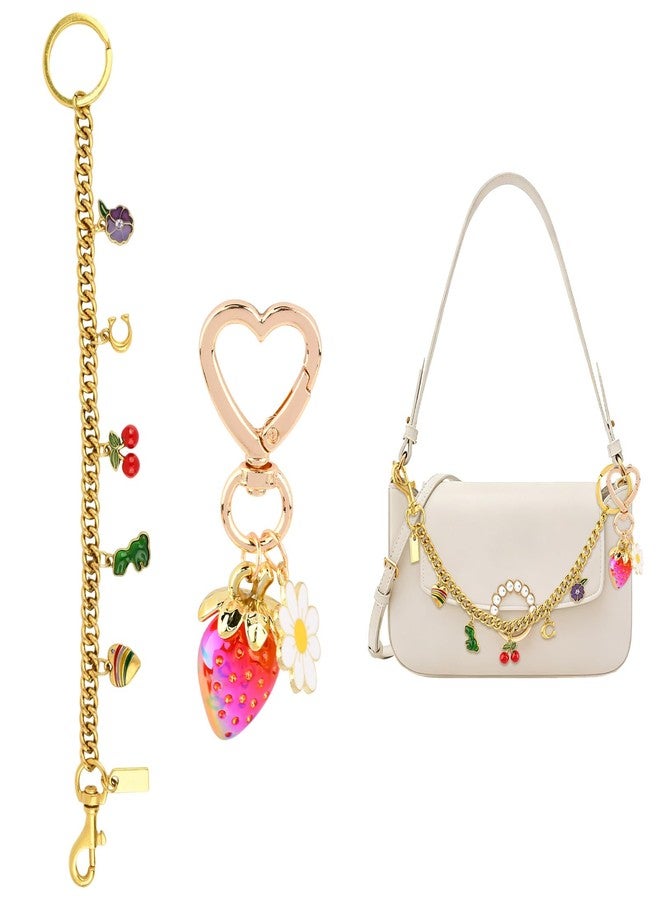 YOSINXU Strawberry Bag Charms Cute Cherry Gold Bag Charms Wallet Chain Keychains Purse Accessories For Women - Image 2
